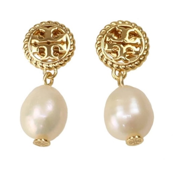 Golden with pearl earrings-Tory Burch - NWT - Picture 5 of 6